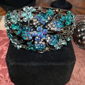 Floral Crystal Cuff Bracelet